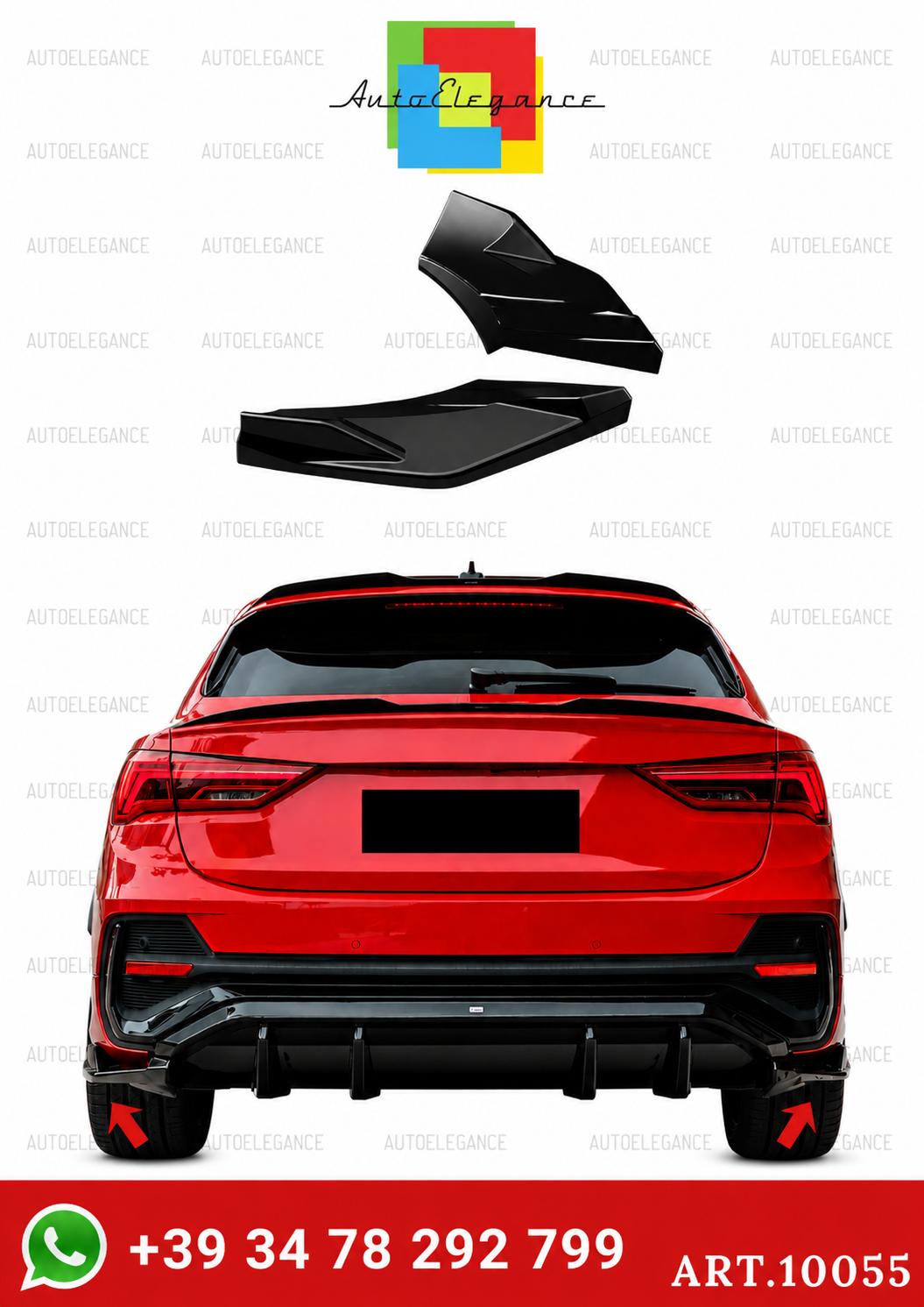 💫ART.10055 Flaps per AUDI Q3 S-Line Sportback F3 2019-2025 Nero Lucido💫