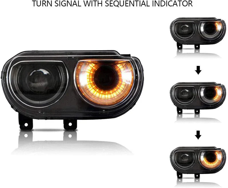 Halo LED Headlights (RGB) + Taillights for Dodge Challenger 2008-2014 