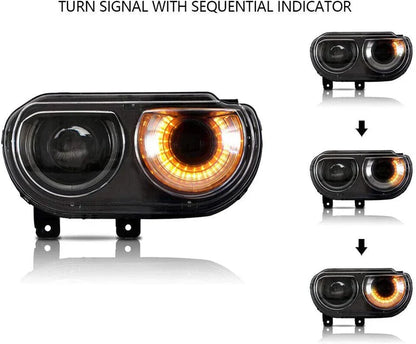 Halo LED Headlights (RGB) + Taillights for Dodge Challenger 2008-2014 