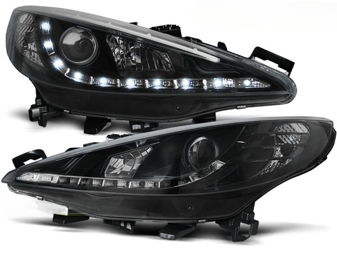 💫ART.7224 FARI "DAYLIGHT" ADATTO PER PEUGEOT 207 06-12 NERI💫