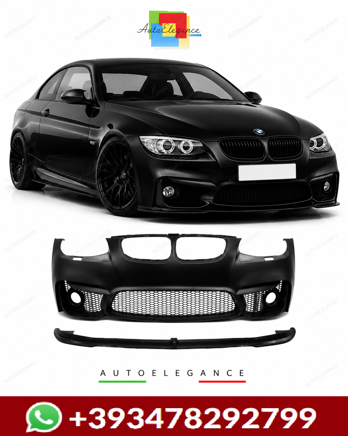 💕PARAURTI ANTERIORE BMW E92 E93 06-10 LOOK M4 SRA GRIGLIE FENDINEBBIA SPLITTE💕