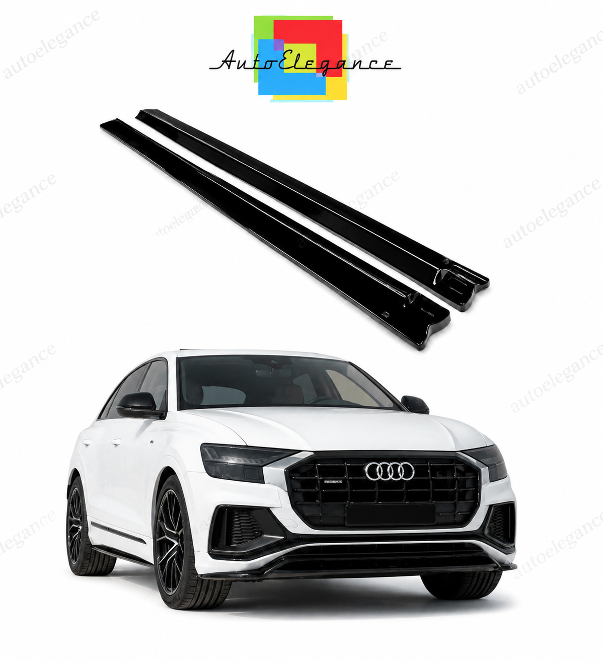 💕 Sotto  minigonne  adatto per  Audi Q8 S Line nero lucido 💕