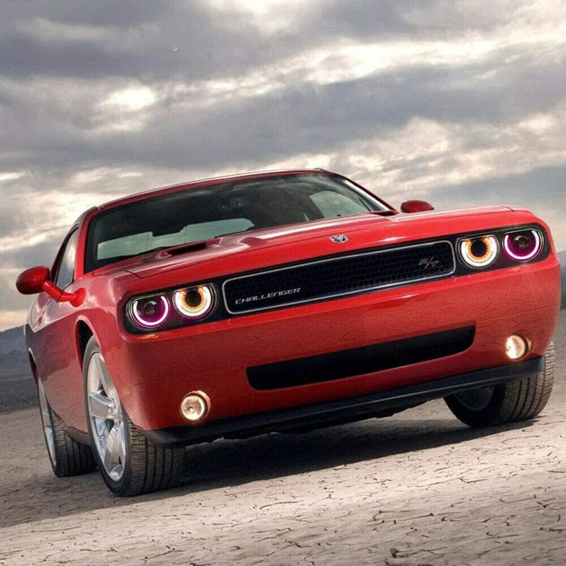 Halo LED Headlights (RGB) + Taillights for Dodge Challenger 2008-2014 
