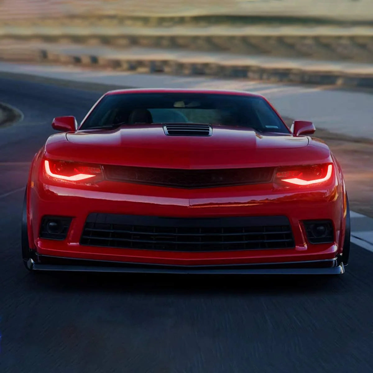 RGB Dual Beam Headlights for Chevy Camaro 2014 2015 with Sequential Amber Color, Multicolor DRL 