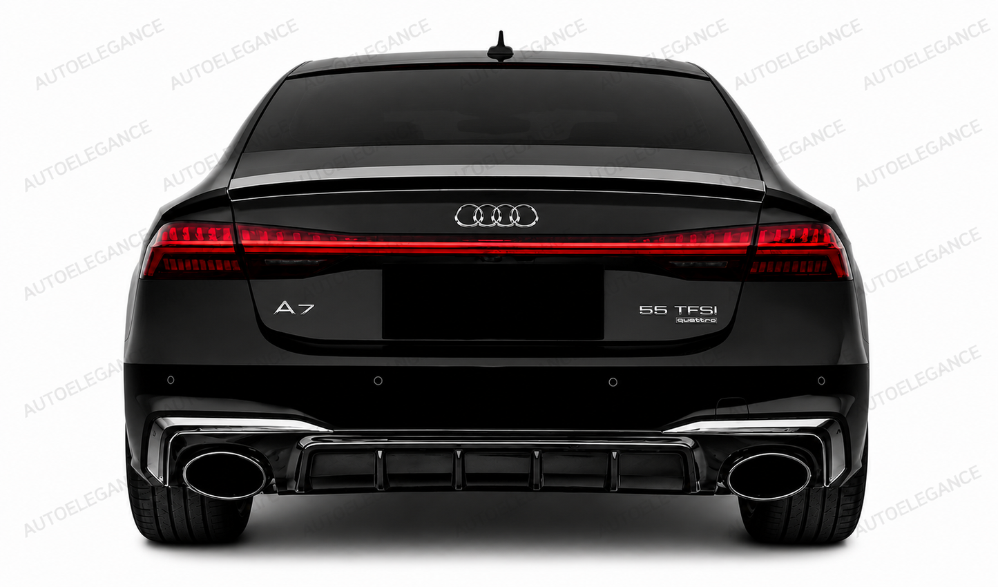 💫ART.10226 DIFFUSORE + TERMINALI PER AUDI A7 18-23 LOOK RS7 NERO LUCIDO CROMATO💫
