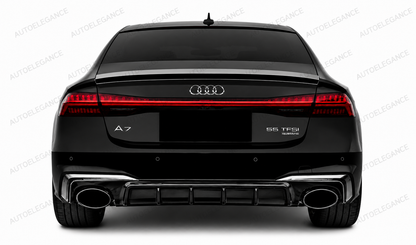 💫ART.10226 DIFFUSORE + TERMINALI PER AUDI A7 18-23 LOOK RS7 NERO LUCIDO CROMATO💫