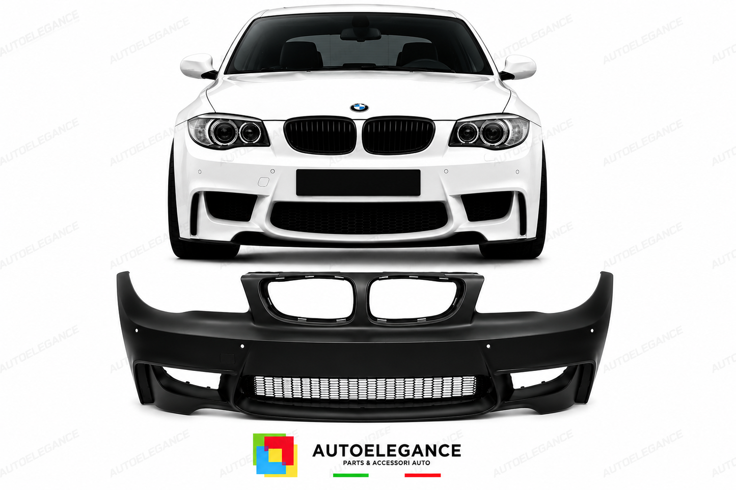 PARAURTI ANTERIORE BMW E81 E82 E88 04-13 LOOK 1M PDC + CONDOTTE D'ARIA