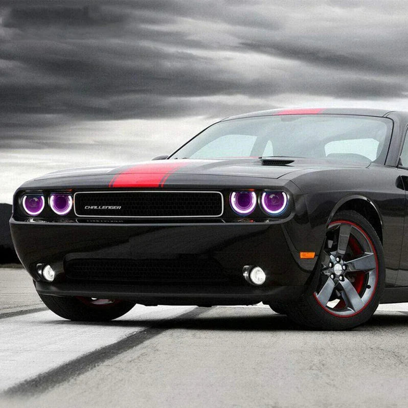 Halo LED Headlights (RGB) + Taillights for Dodge Challenger 2008-2014 