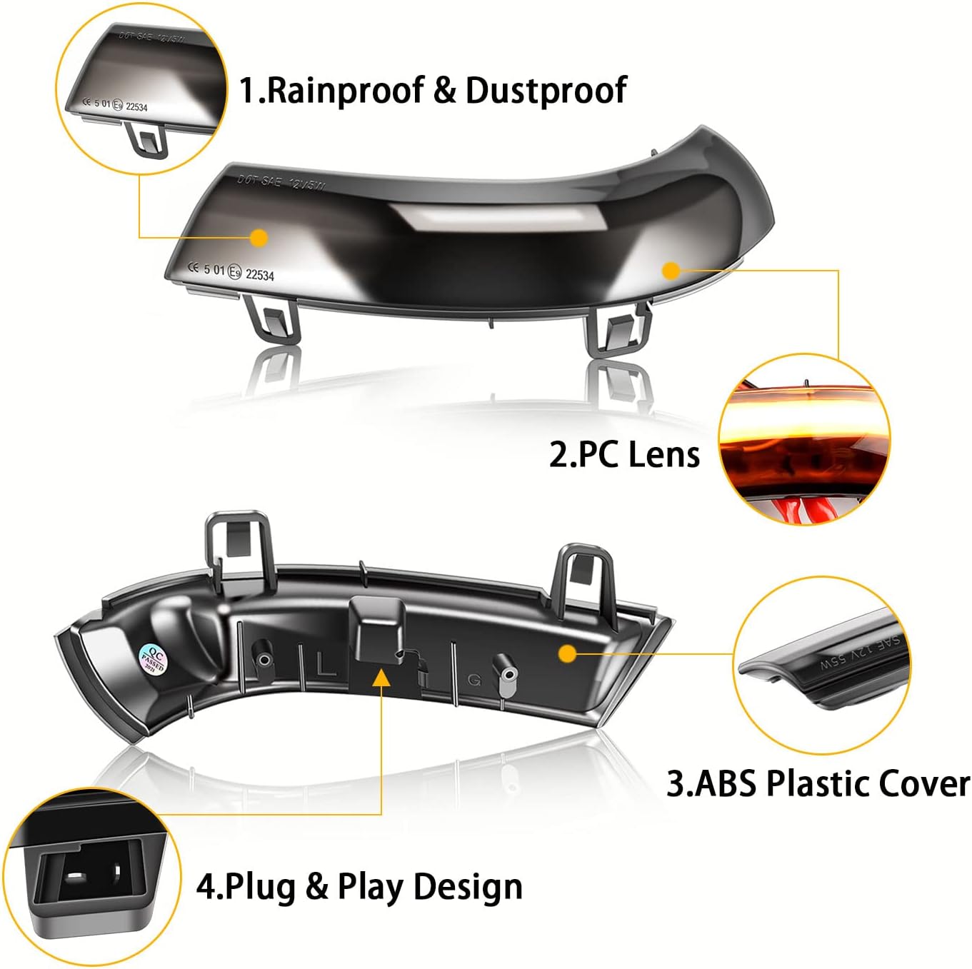Dynamic Arrows LED Sequential Turn Signal Indicator Dynamic Light Compatible with VW Golf 5 GTI V MK5 Jetta Passat B5.5 B6 R36 R32 Eos Sharan SuperB