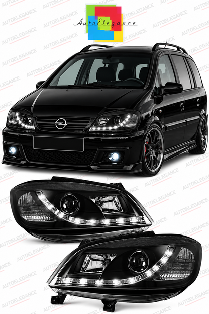 ART.11009 FARI ANTERIORI ADATTO PER OPEL ZAFIRA 04.99-06.05 NERO  LED