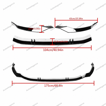 🔥ART.9908 SPLITTER ANTERIORE PER AUDI A3 S3 S LINE 8Y LABBRO NERO LUCIDO 20+🔥