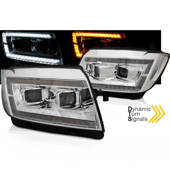 💕 Fari Anteriori Adatto per VW Crafter II 17- Tube Light Chrome DRL Seq 💕