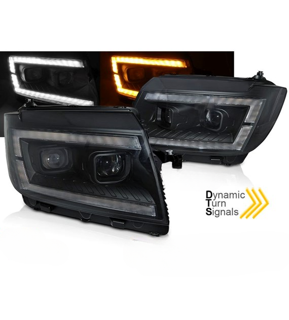 💕 Fari Anteriori Adatto per VW Crafter II 17- Tube Light LED DRL Seq Neri 💕