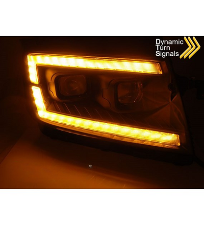💕 Fari Anteriori Adatto per VW Crafter II 17- Tube Light LED DRL Seq Neri 💕