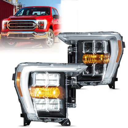 Fari a LED per Ford F150 2021-2023 riflettore lente a doppio raggio marchio ambra
