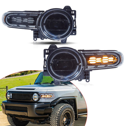 LED Double Beam Headlights for Toyota FJ Cruiser 2007-2023 with Dynamic Animation Lighting 