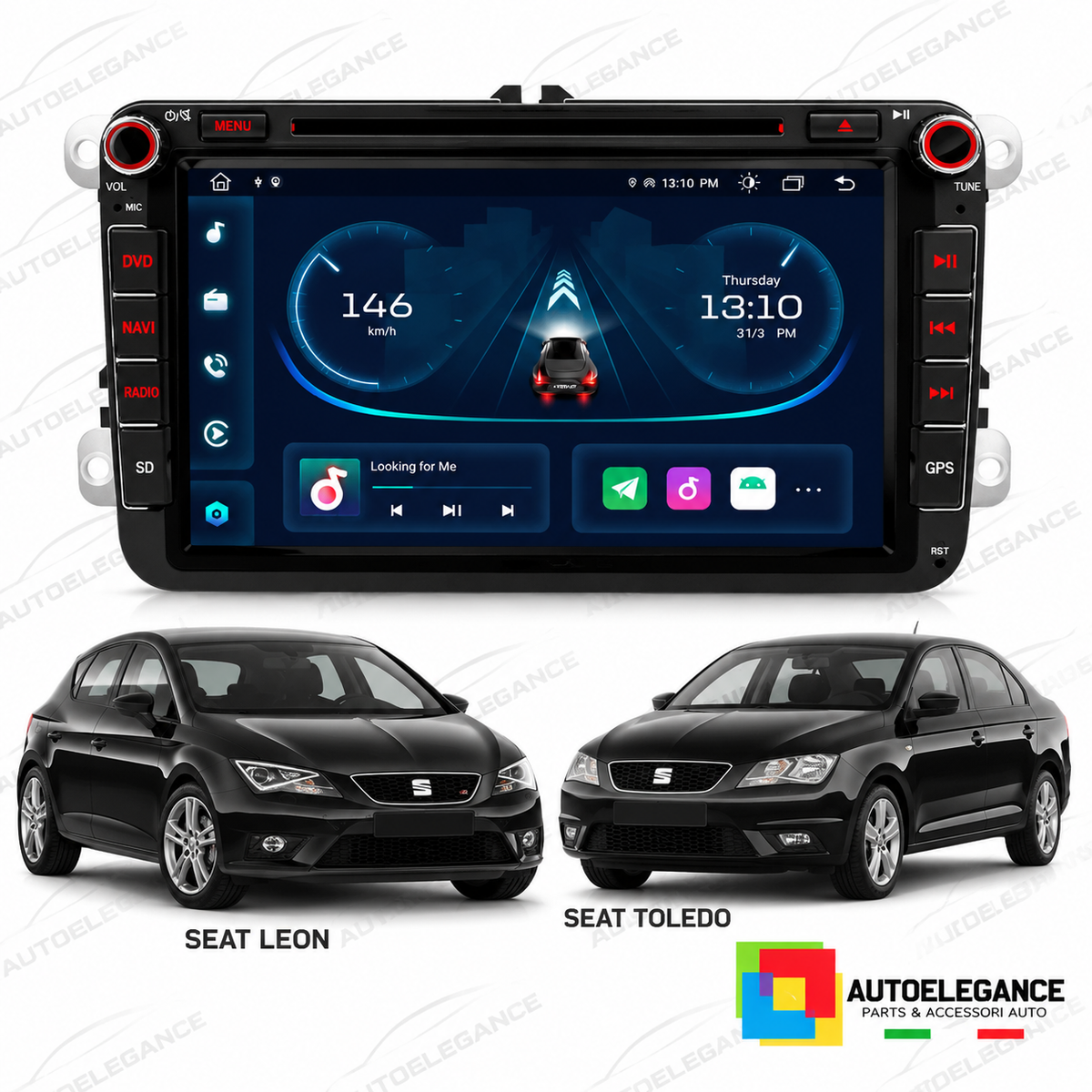 RADIO GPS ANDROID 12 ADATTO PER SEAT LEON ALTEA TOLEDO ALHAMBRA USB GPS HD