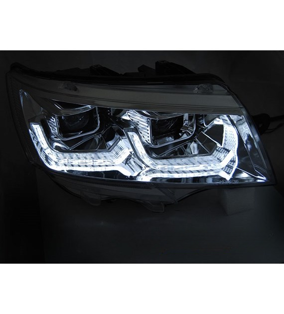 💕 Fari Anteriori Adatto per VW T6.1 2020- Tube Light DRL LED Cromati Sequenziali 💕