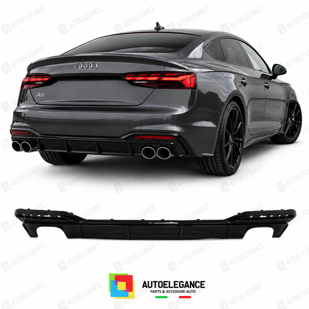 DIFFUSORE AUDI A5 S LINE 21- LOOK S5 NERO LUCIDO
