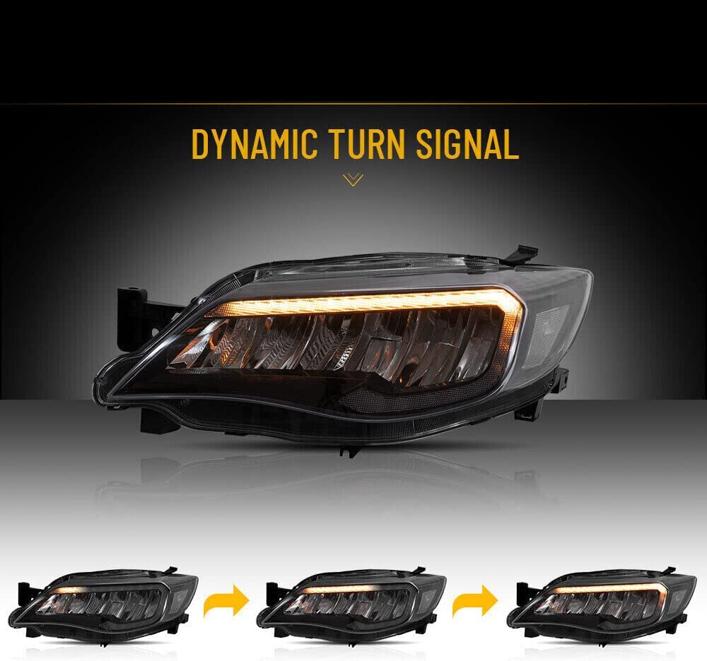 LED Headlights for Subaru WRX STI 2008-2014 with Animation and LED DRL 