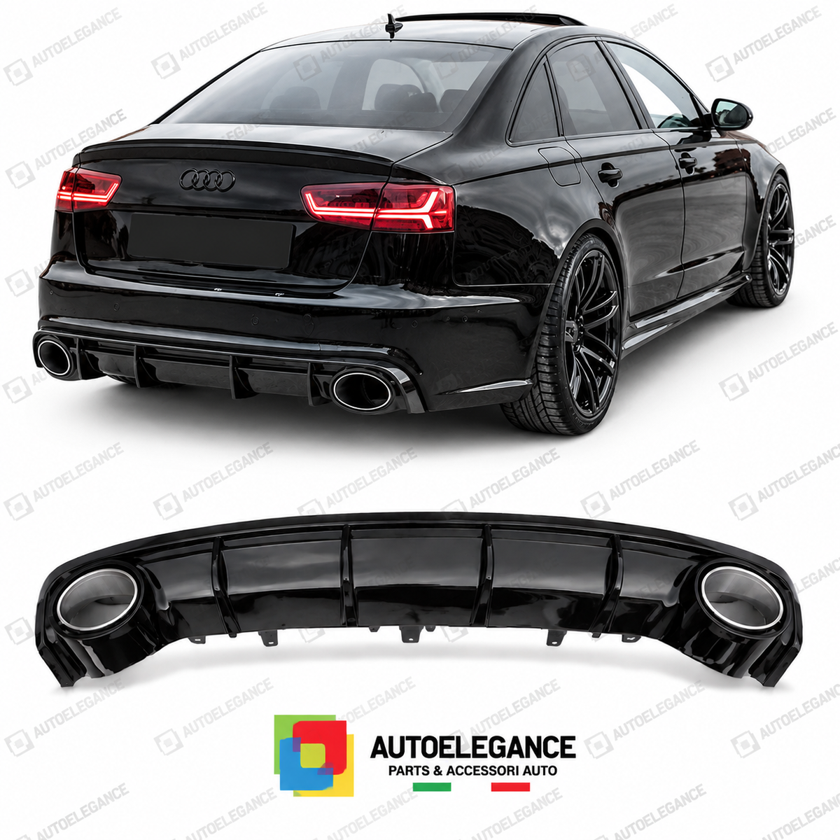 DIFFUSORE AUDI A6 S LINE 15-18 LOOK RS6 NERO LUCIDO