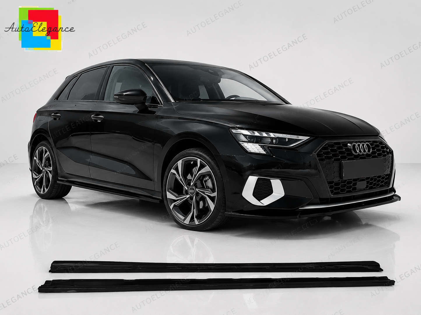 👉Gonne Laterali Prolunghe per Audi A3 8Y 2020+ Nero Lucido👈