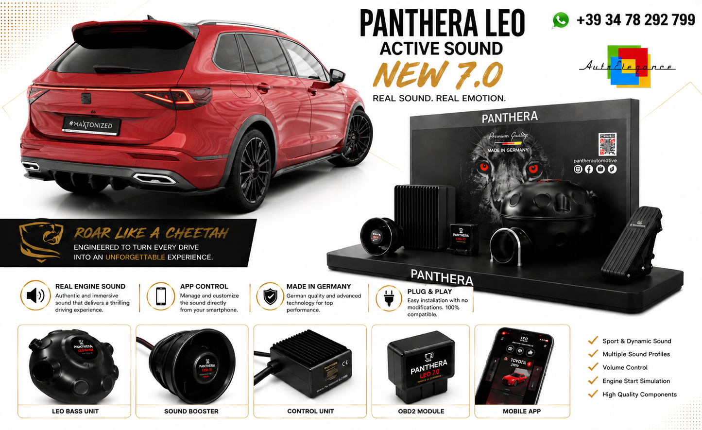 💕ART.2672 PANTHERA Soundsystem Booster 7.0- Seat Tarraco FR Mk1 /💕