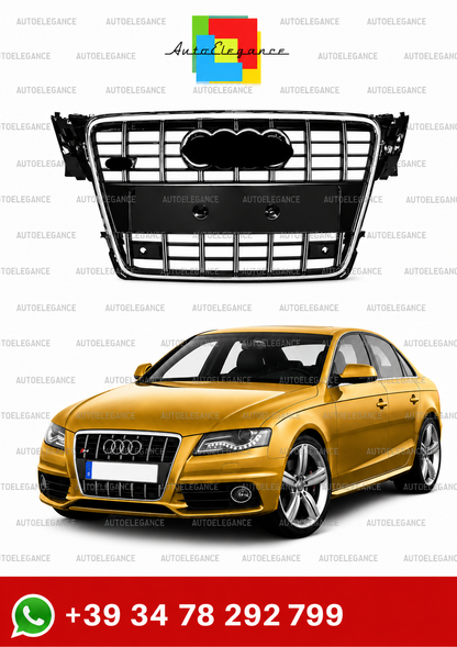 ART.0632 GRIGLIA ANTERIORE AUDI A4 B8 08-12 AVANT BERLINA CALANDRA S4 NERA BORDO CROMATO