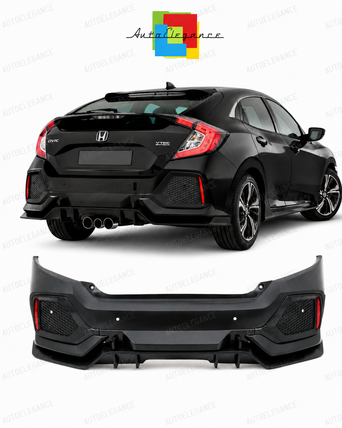 💕PARAURTI POSTERIORE HONDA CIVIC 16- LOOK TYPE R💕