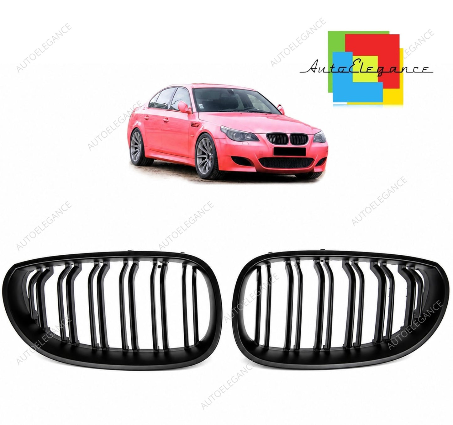 👉Griglia a doppia linea nera opaca adatta per BMW Serie 5 E60 E61 2003-2010👈