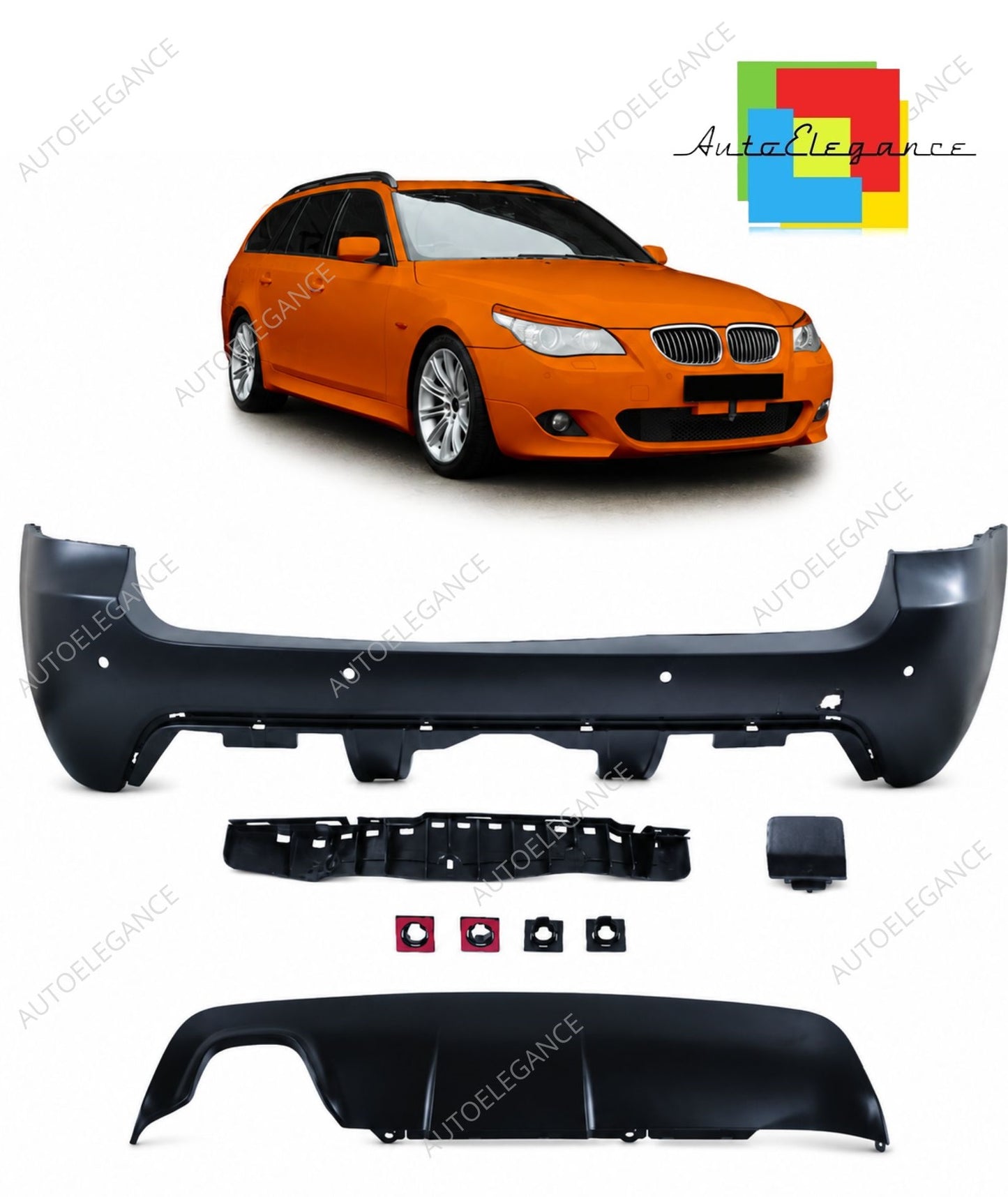 👉Paraurti posteriore M-Tech con PDC e diffusore per BMW Serie 5 E61 07-10👈
