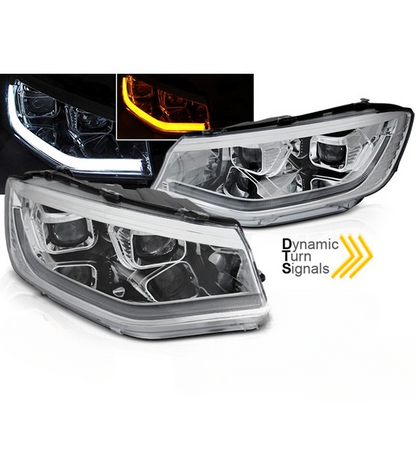 💕 Fari Anteriori Adatto per VW Caddy 20- Tube Light Chrome DRL Seq 💕