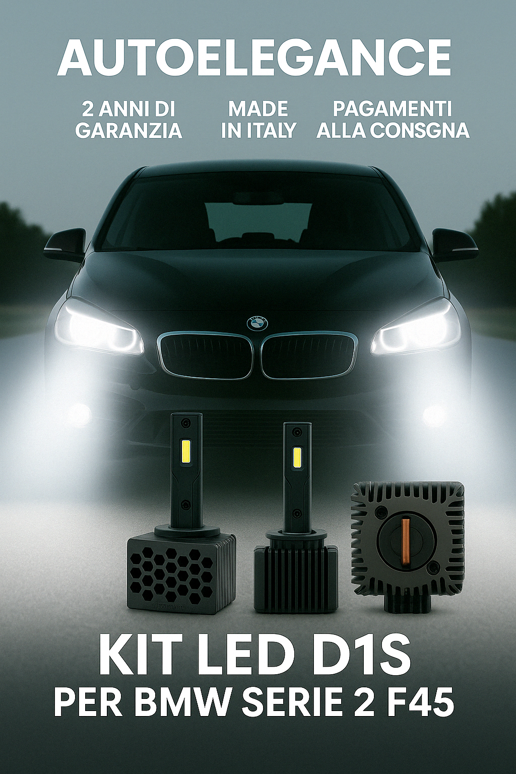 ⭐KIT XENON D1S 6000K ANABBAGLIANTI PER BMW SERIE 2 F45 – LUCE BIANCA POTENTE⭐