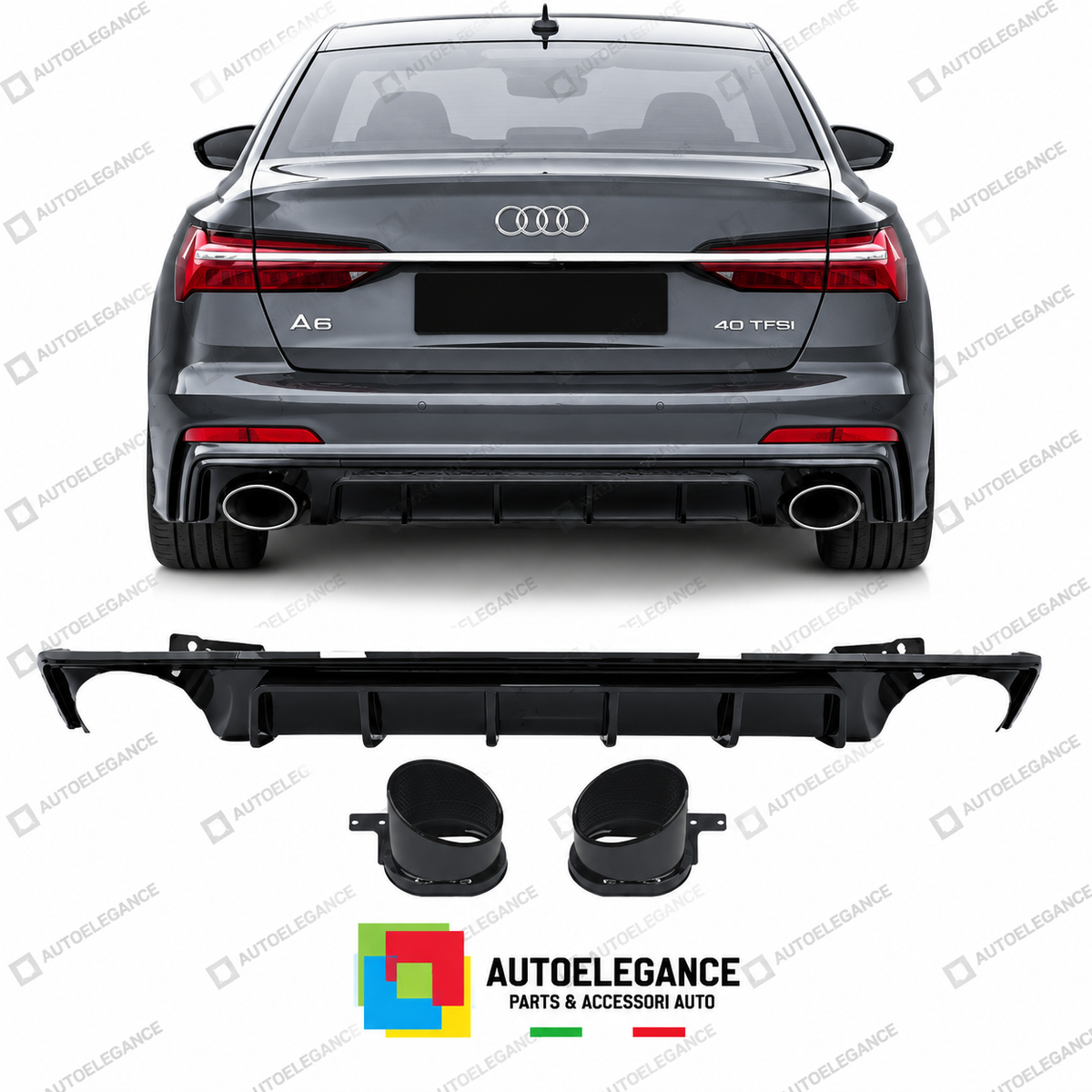 DIFFUSORE AUDI A6 S LINE 18-22 LOOK S6 + TERMDIFFUSORE AUDI A6 1INALI DI SCARICO