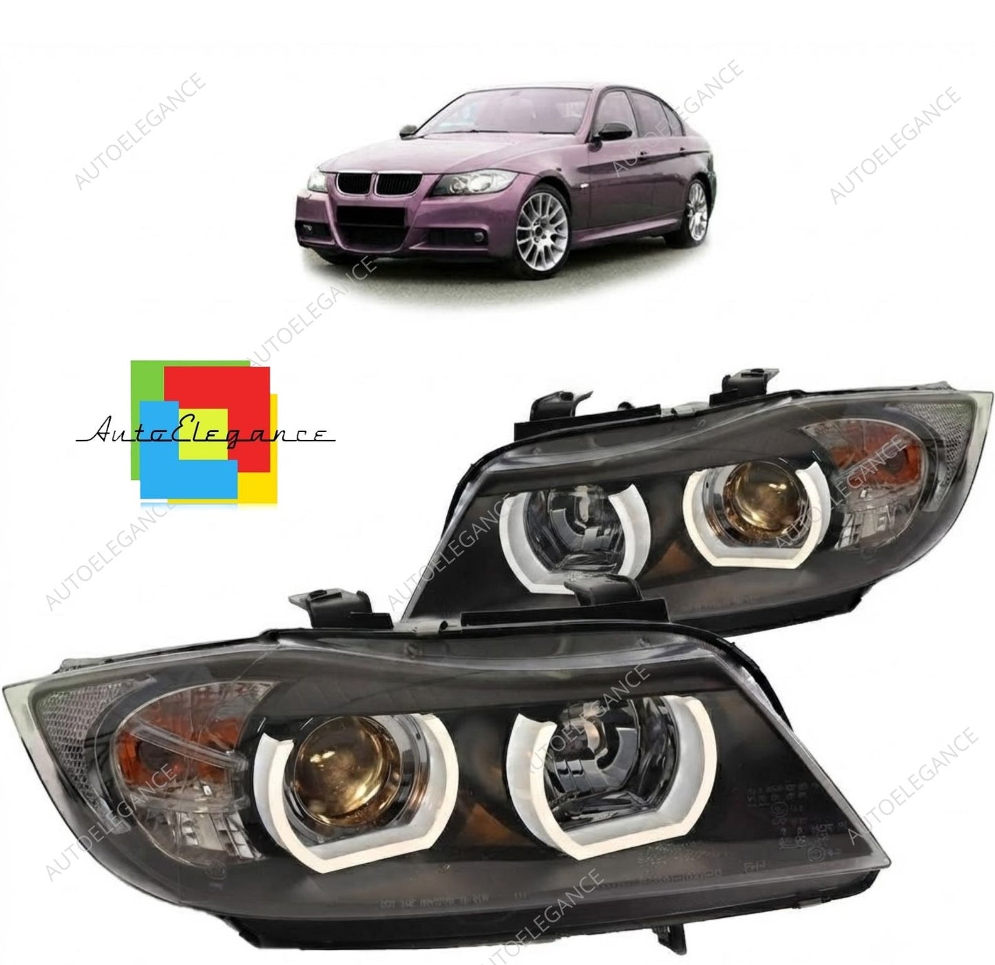 👉Set fari alogeni neri adatto per BMW Serie 3 E90 E91 2005-2012👈