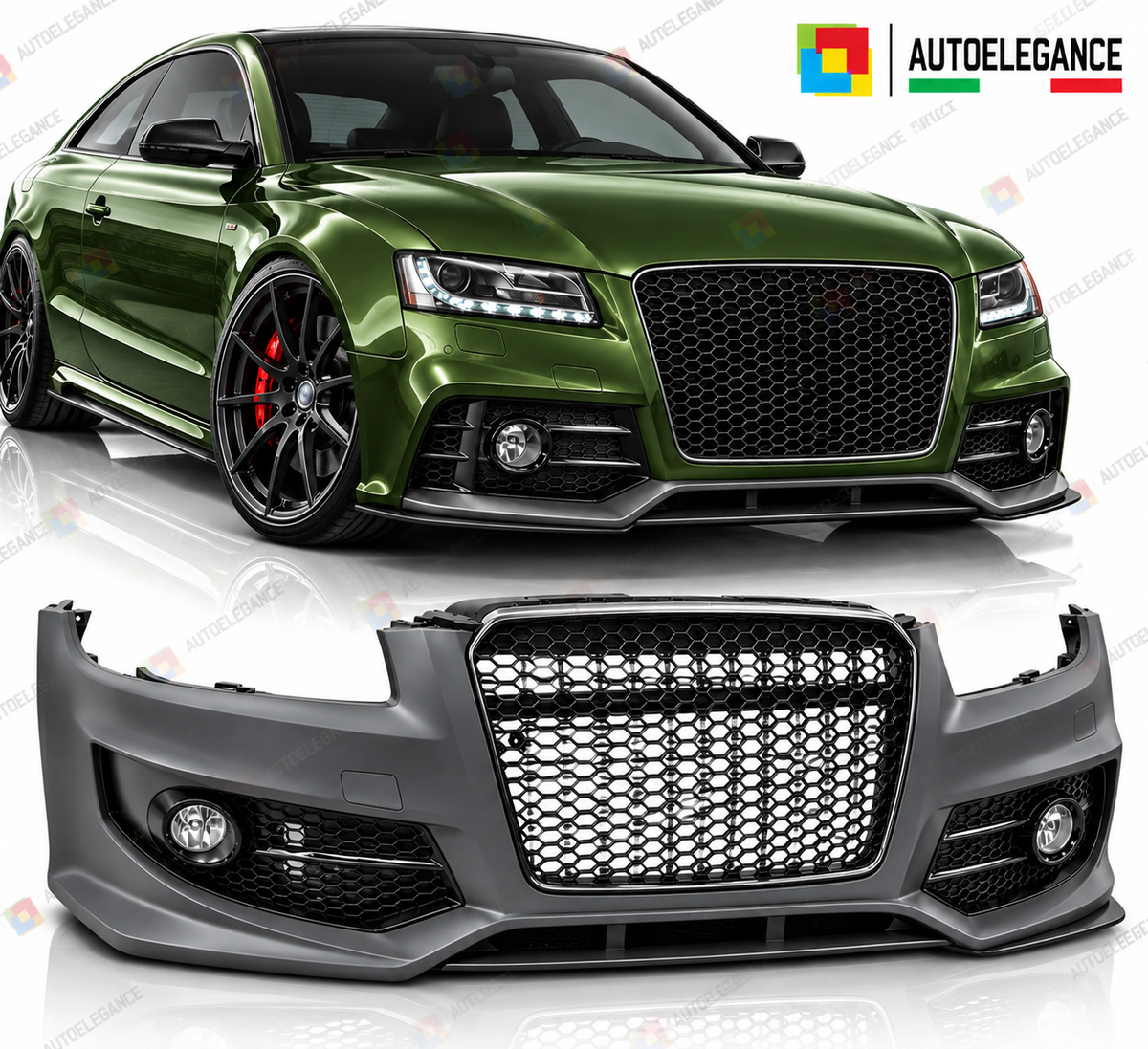PARAURTI ANTERIORE SPORT CROMO NERO PDC ADATTO PER AUDI A5 11-16 LOOK RS5