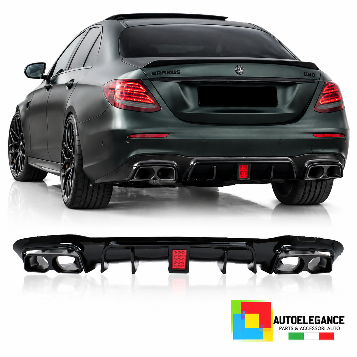 DIFFUSORE ADATTO PER MERCEDES W213 16-23 LOOK BRABUS NERO LUCIDO