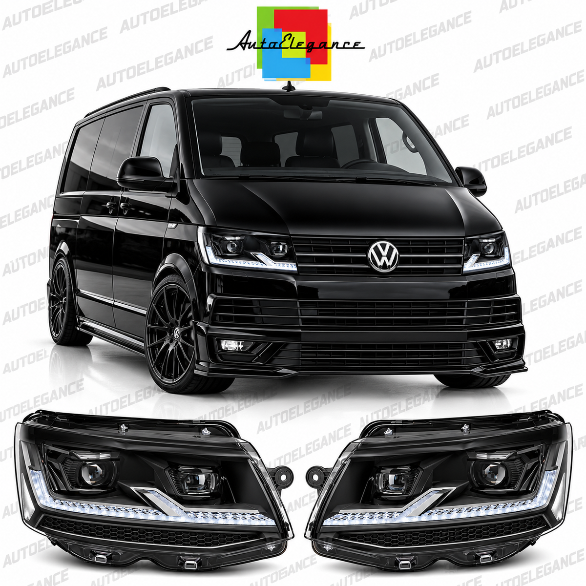 ART.10751 FARI ANTERIORI ADATTO  PER VW T6 15-19 NERO