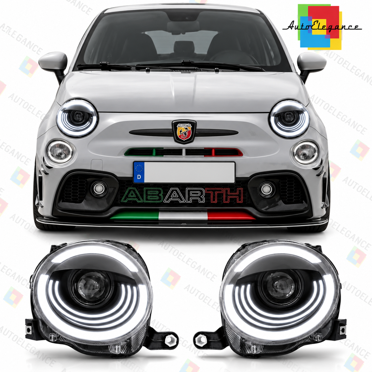 ART.10647 Coppia fari full full led adatto per fiat 500 07-24 incluso facelift