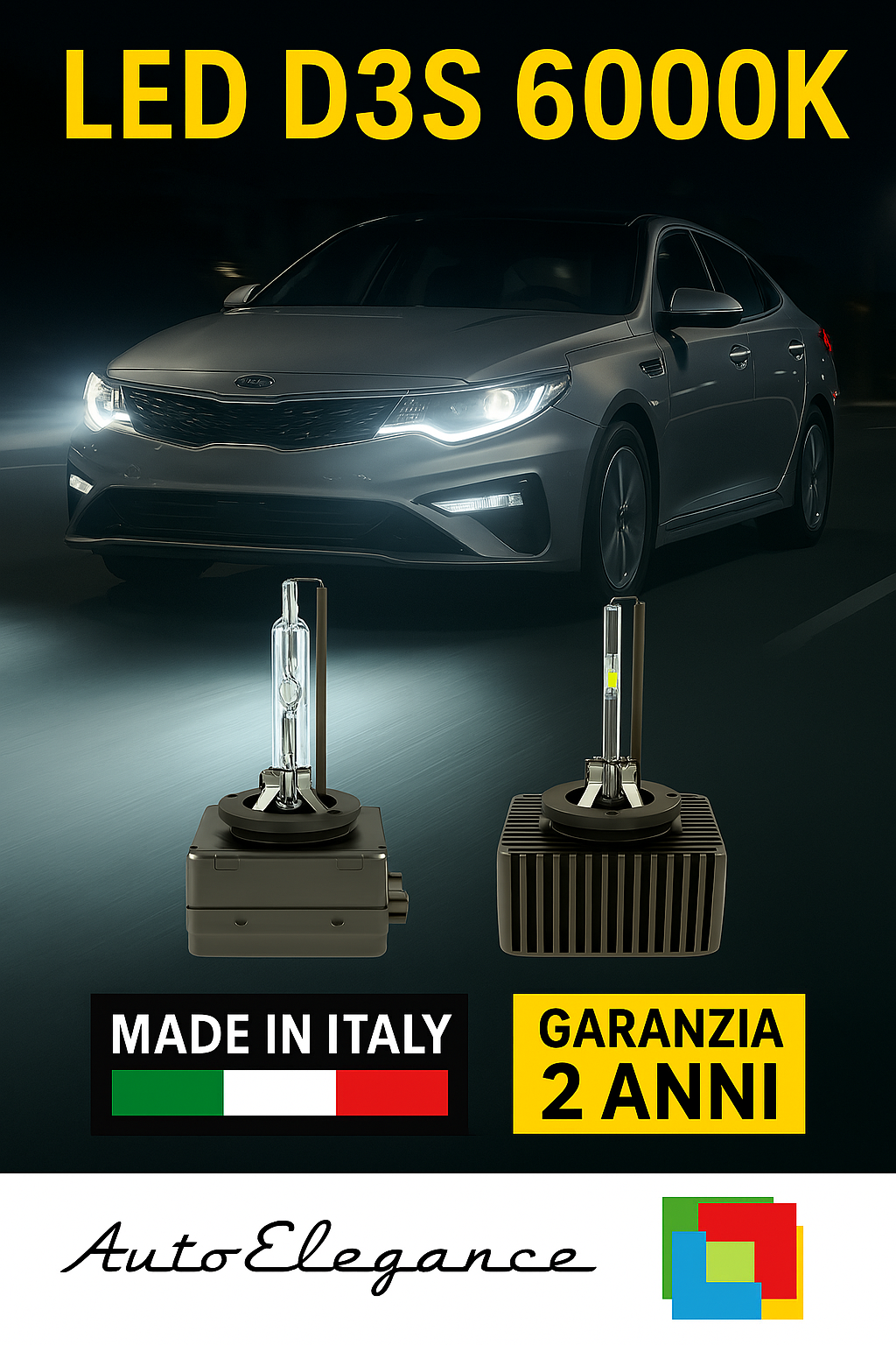 ❤️ KIT LED D3S 6000K BIANCO GHIACCIO ANABBAGLIANTI PER  KIA  OPTIMA ❤️