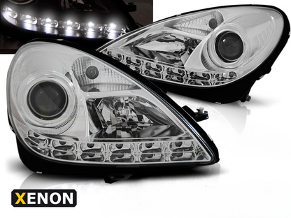 FARI ALLO XENO DRL CROMATI ADATTO PER MERCEDES R171 SLK 04-11