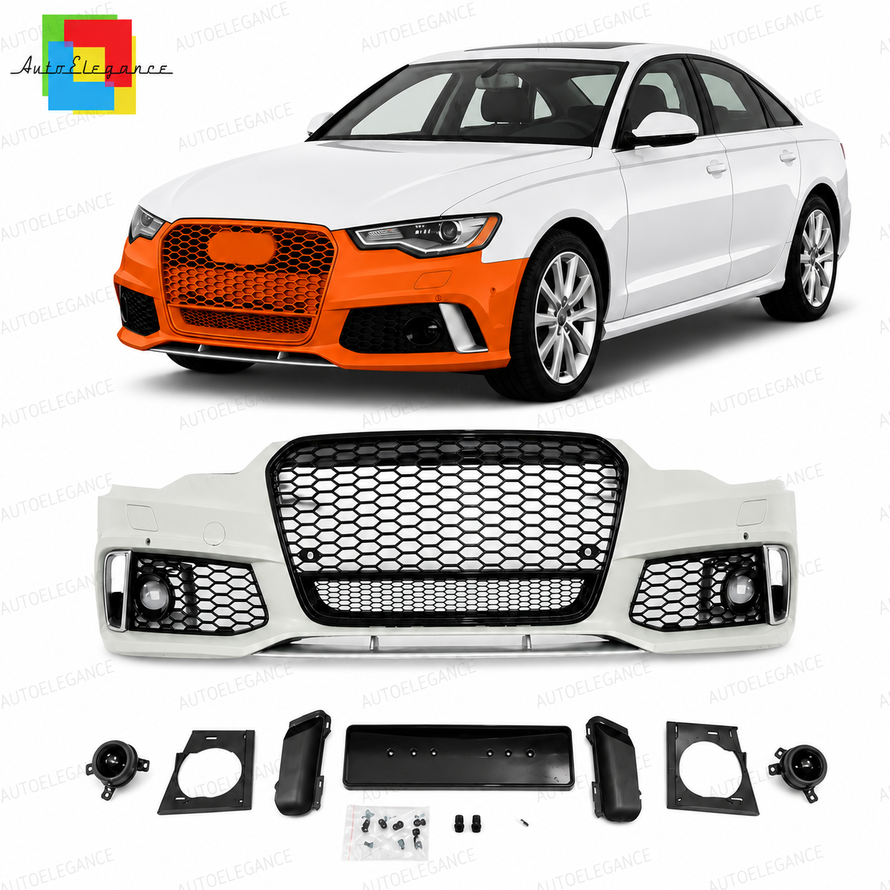 👉Paraurti anteriore e griglia PDC SRA adatti per Audi A6 C7 4G 2011-2015👈