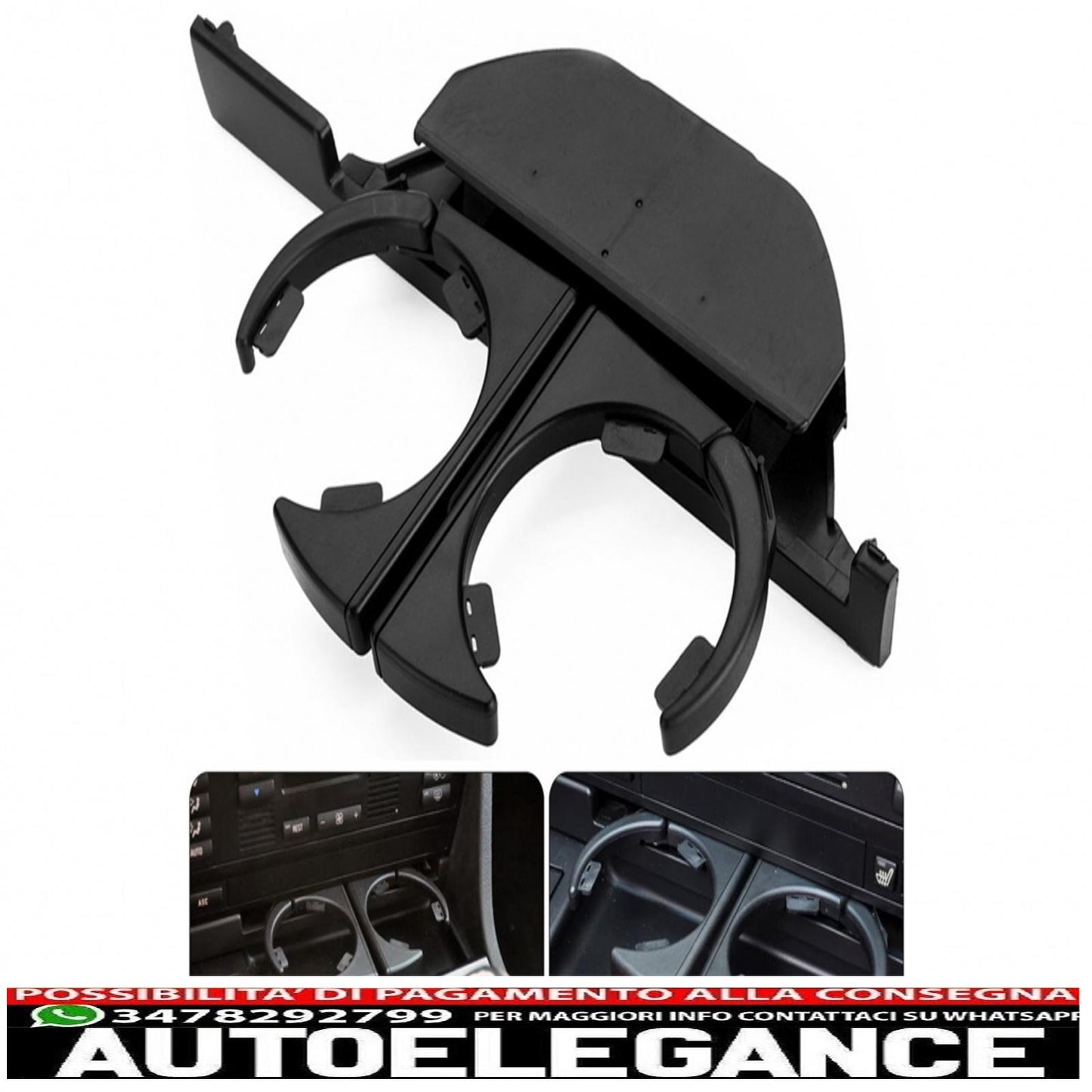 front cup holder suitable for bmw 5 series e39 sedan touring left (1995-2004) black