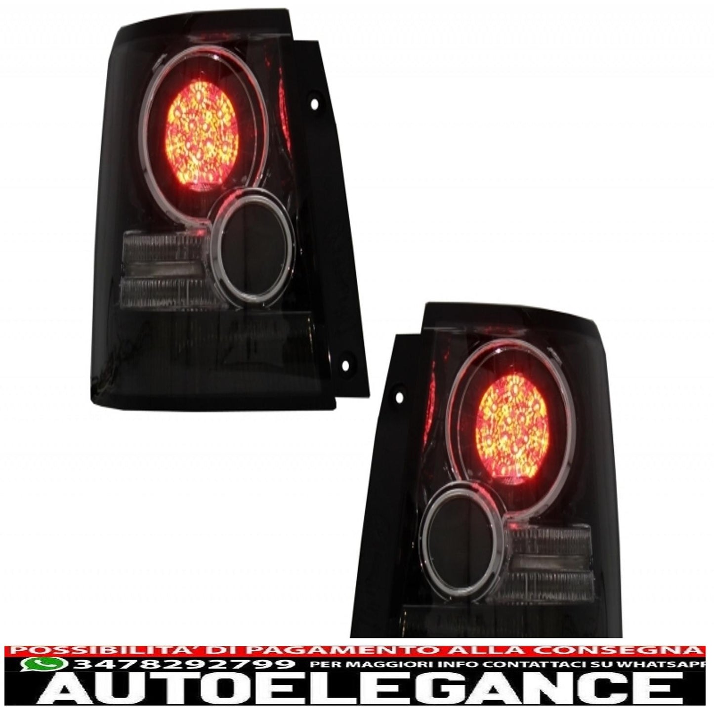 Rear Bumper with LED Tail Lights Black Suitable for Land Range Rover Sport L320 (2005-2013) Autobiography Design