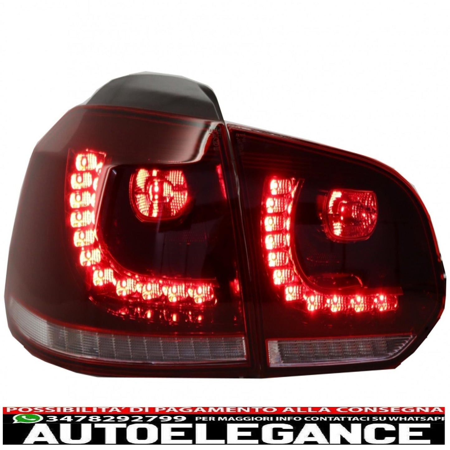 full led rear lights suitable for vw golf 6 vi (2008-2013) r20 dynamic sequential design cherry red cornering light (left and right)