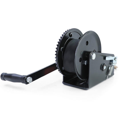 Professional Winch Hand Winch with Strap 1500kg 8m Black for Car Trailers