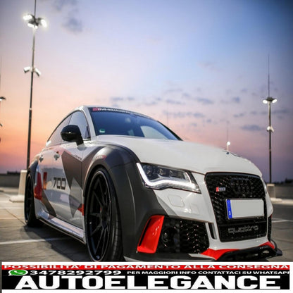 Front bumper additional spoiler lip suitable for audi a7 rs7 4g (2010-2018) real carbon