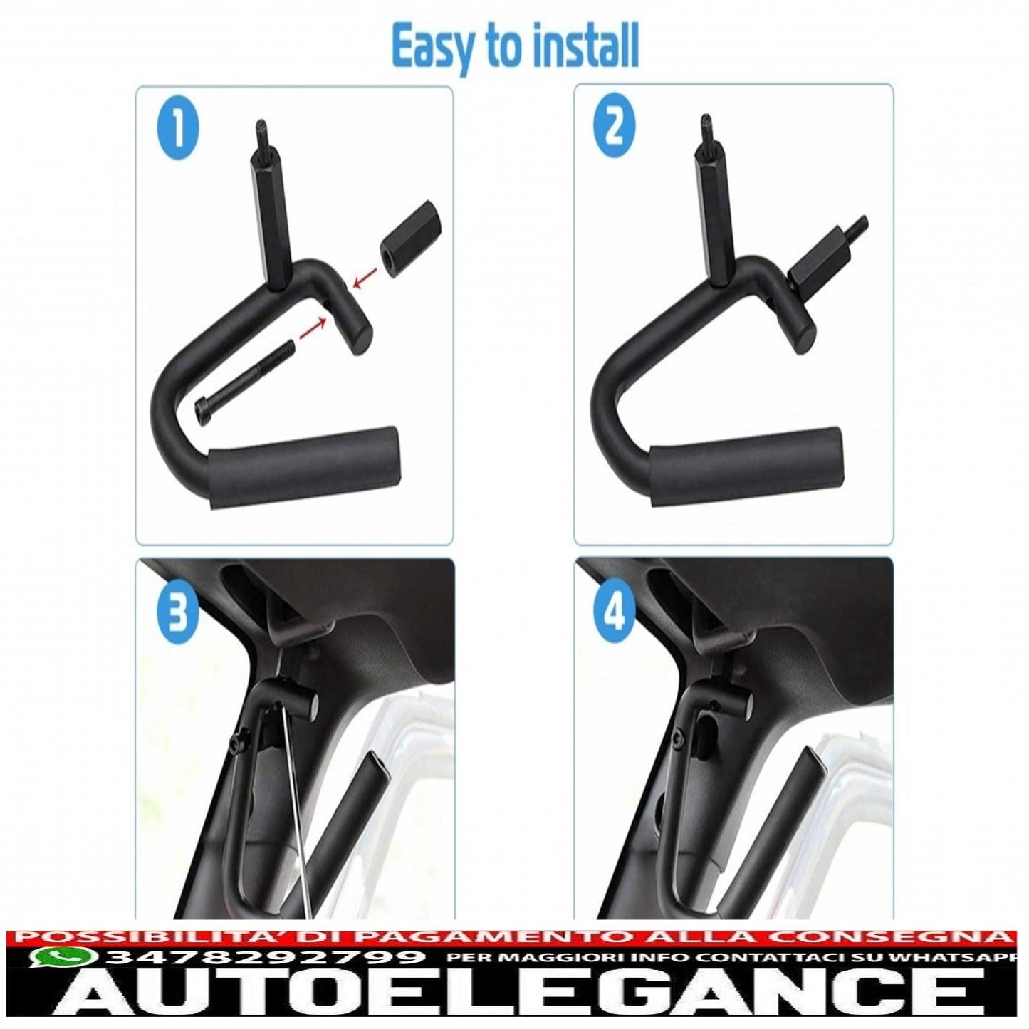 pacchetto maniglia anteriore e posteriore adatto per jeep wrangler iii suv jk (2007-2017)