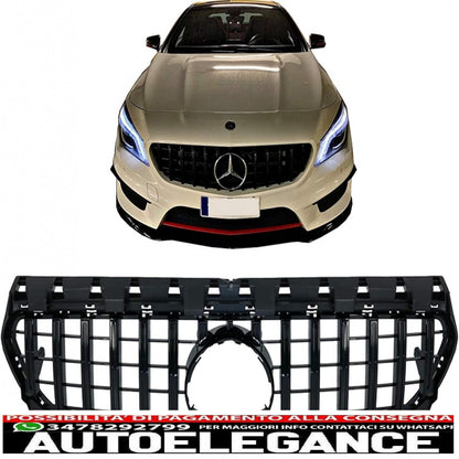 griglia anteriore centrale adatta per mercedes cla c117 x117 w117 facelift (2016-2018) cla45 gt-r design panamericana completamente nera