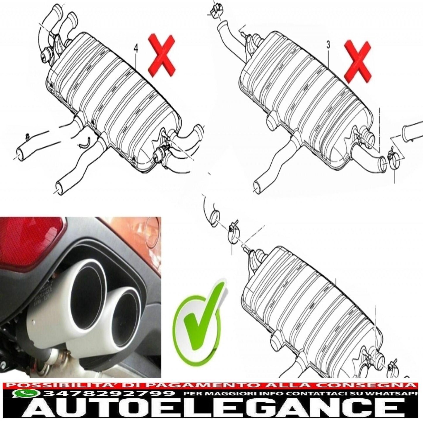 Exhaust tips suitable for porsche cayenne 92a v6 v8 petrol (05.2010-09.2014) gts design silver 